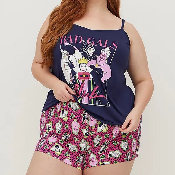 Torrid Disney Villains SLEEP SHORT - BAD GALS CLUB LEOPARD PINK Size 2 - Picture 3 of 6